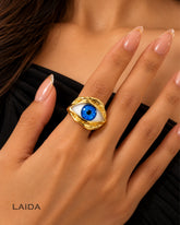 Retro Resin Blue Evil Eye Finger Ring