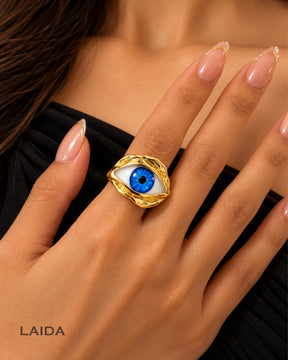 Retro Resin Blue Evil Eye Finger Ring