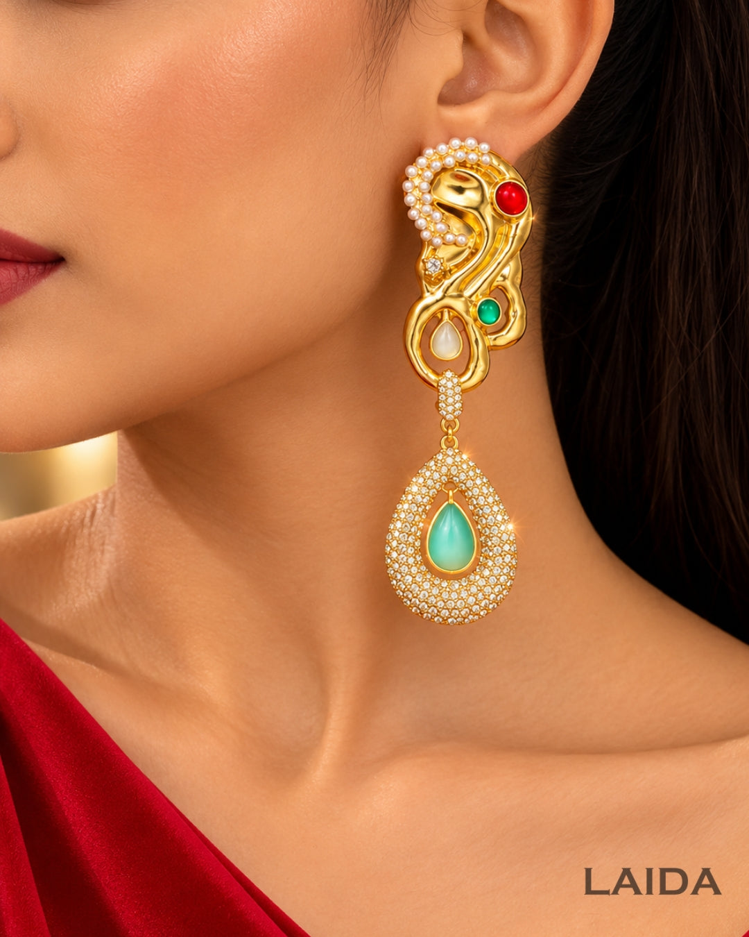 Golden Vintage Ear Shape Drop Earrings