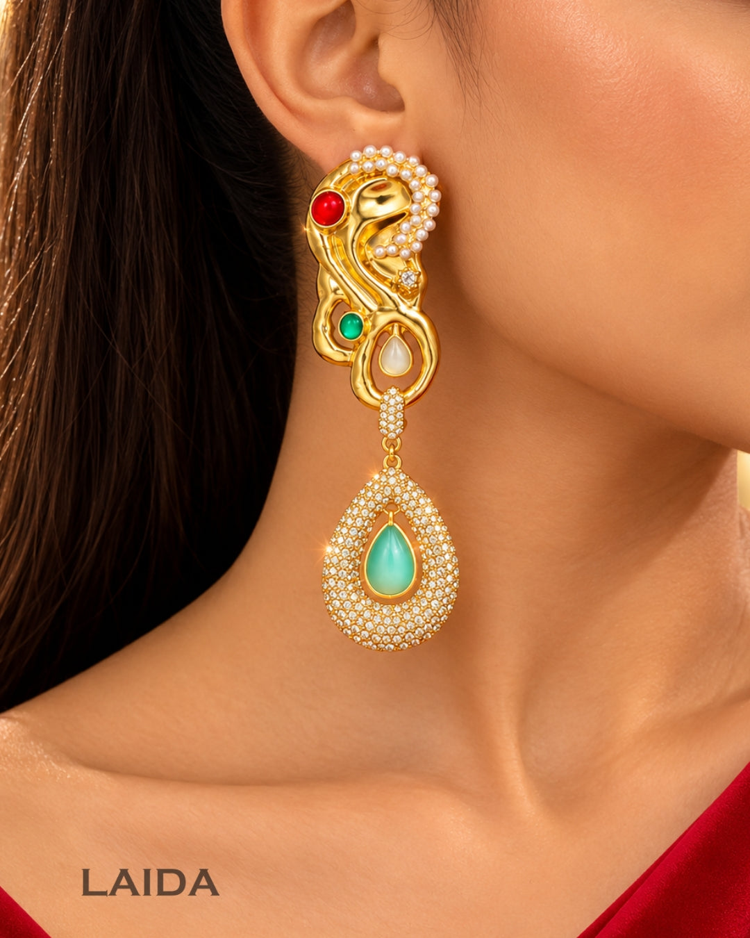 Golden Vintage Ear Shape Drop Earrings