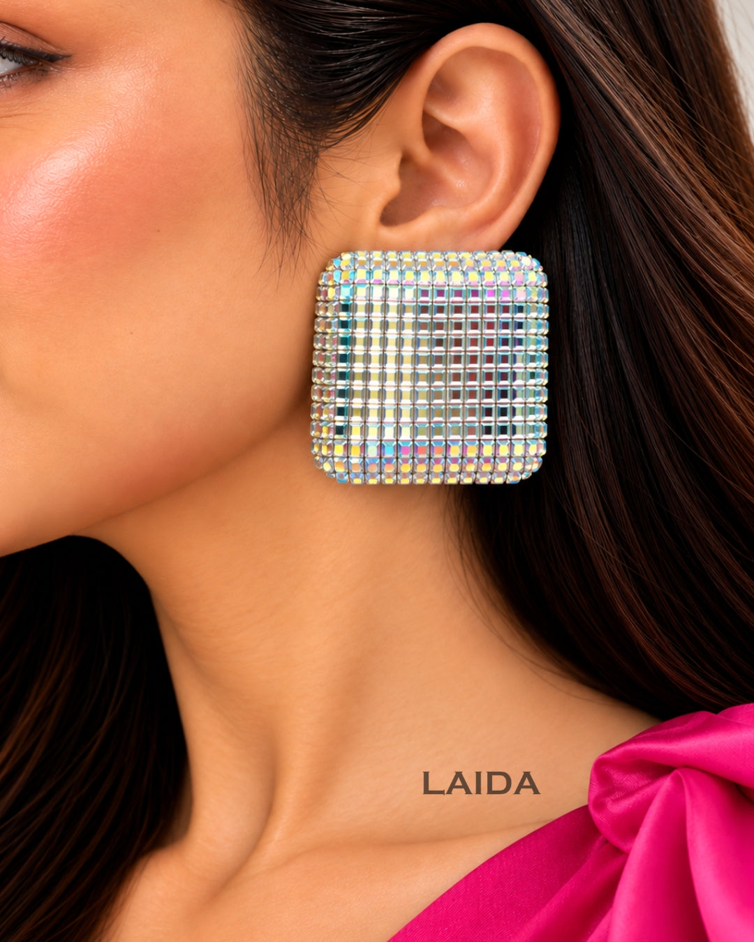 Bling Blogger Silver Square Earrings - Big