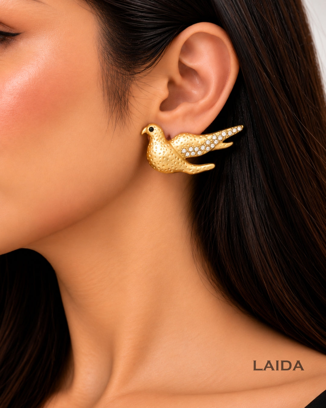 Chidiya Matt Gold Diamond Stud Earrings