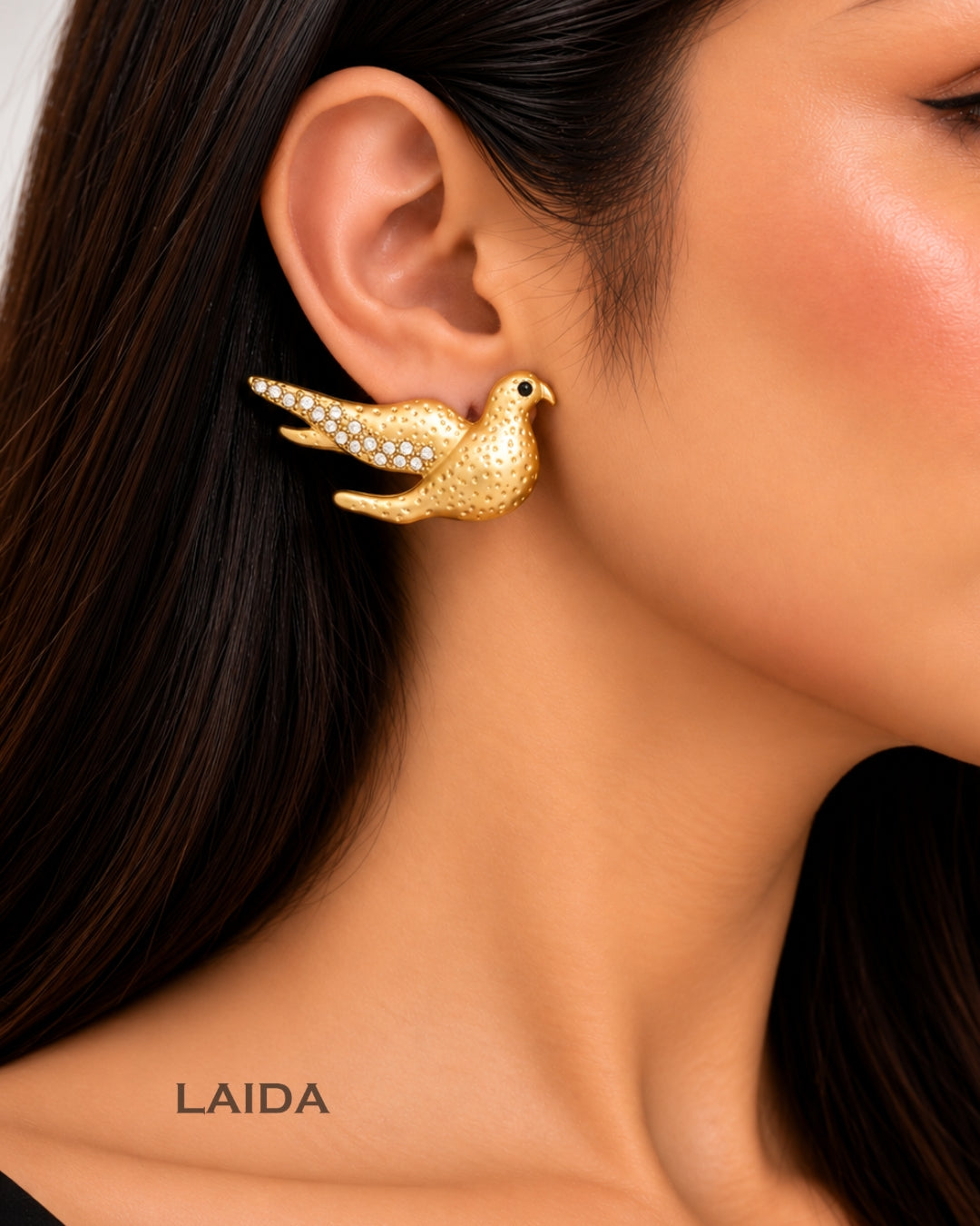 Chidiya Matt Gold Diamond Stud Earrings