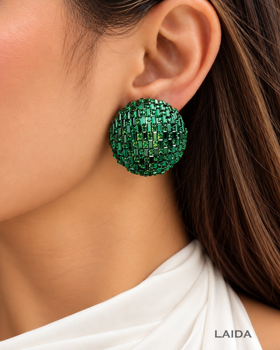 Bling Blogger Green Stud Earrings - Big