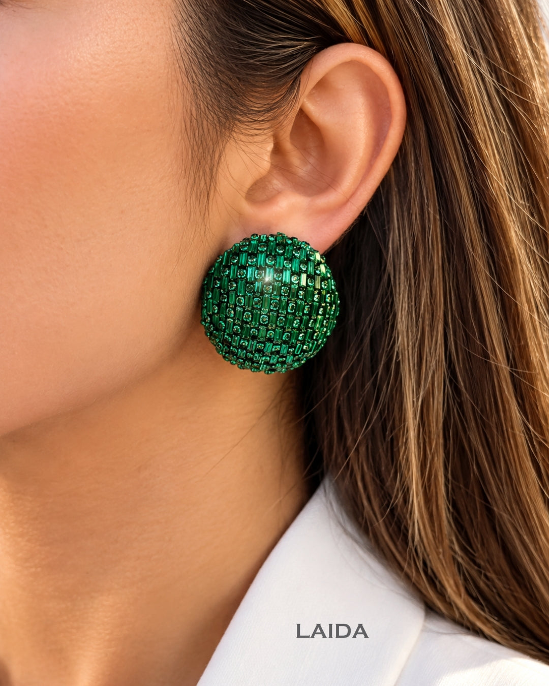 Bling Blogger Green Stud Earrings - Small