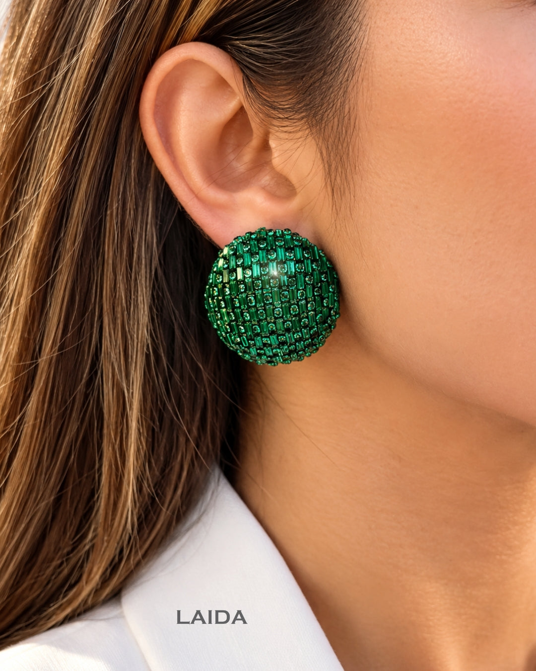 Bling Blogger Green Stud Earrings - Small