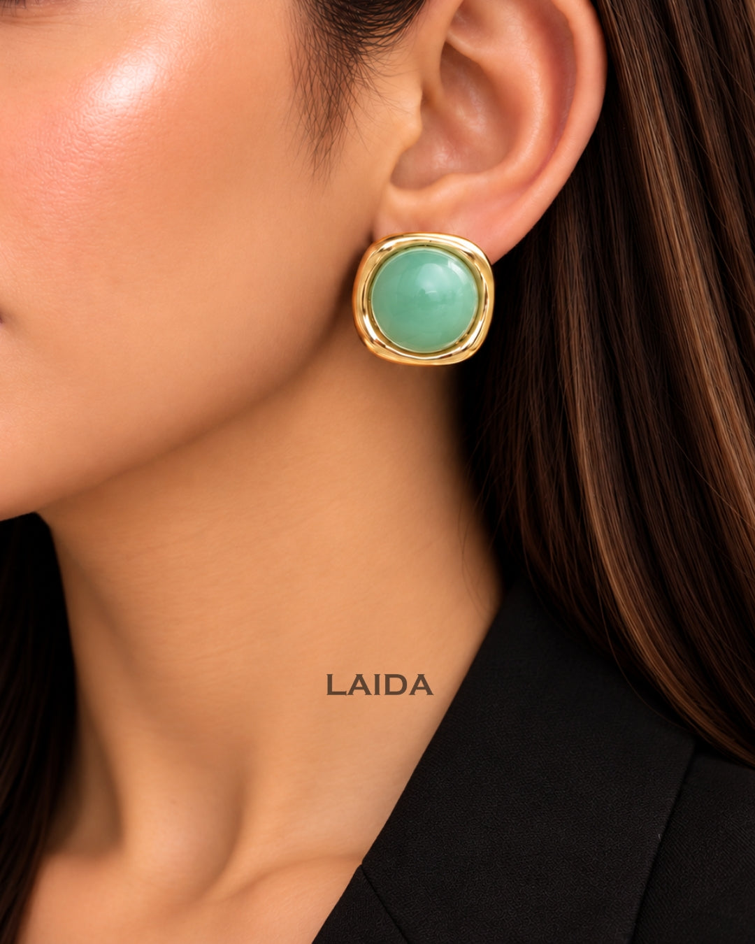 Lime Green Resin Stud Earrings