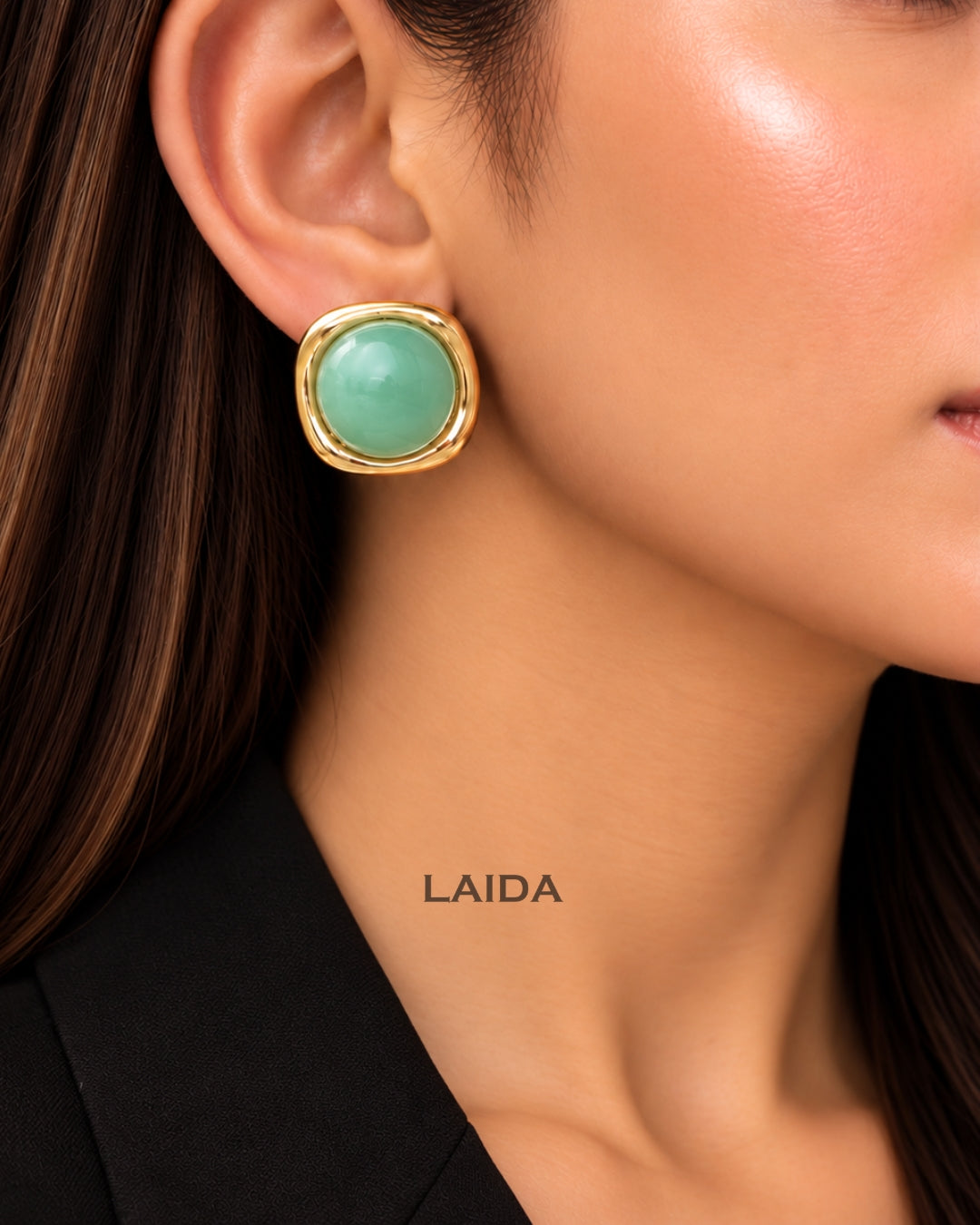 Lime Green Resin Stud Earrings
