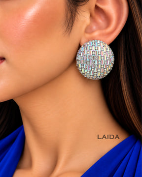 Bling Blogger Silver Stud Earrings - Big