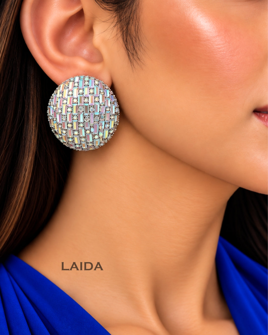 Bling Blogger Silver Stud Earrings - Big