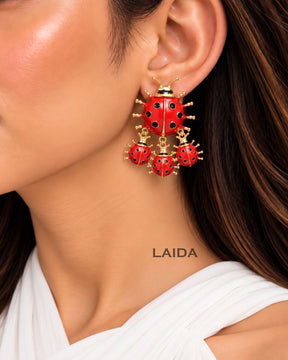 Retro Red Ladybug Stud Earrings