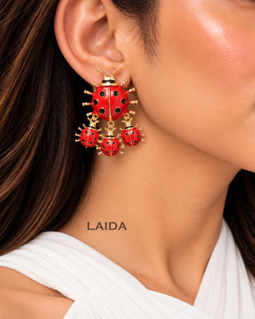 Retro Red Ladybug Stud Earrings