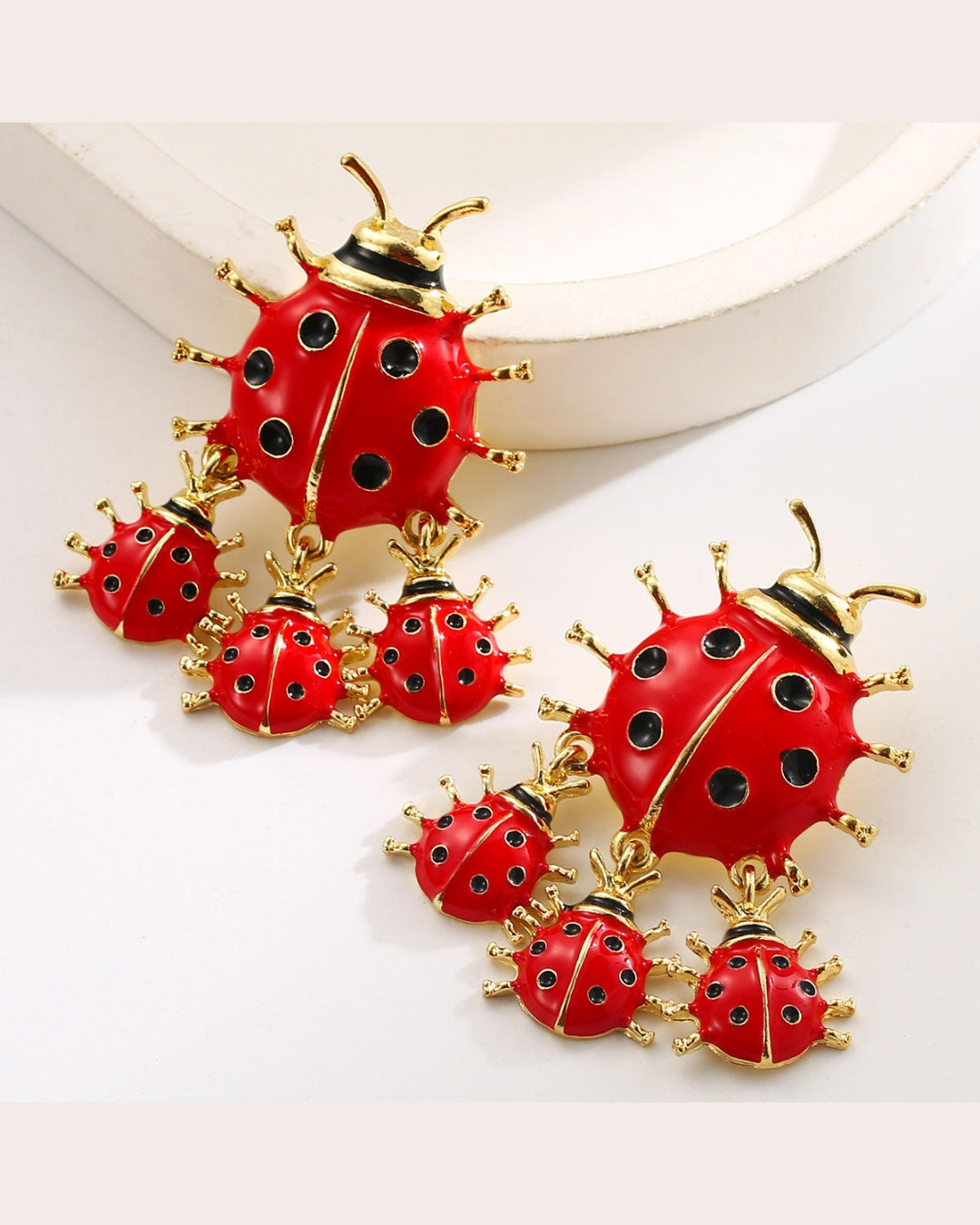 Retro Red Ladybug Stud Earrings