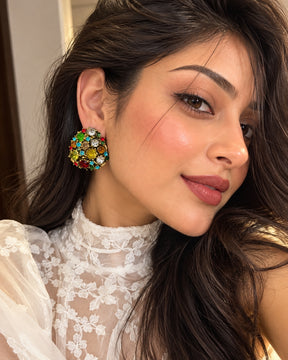 Multi Rhinestone Stud Earrings