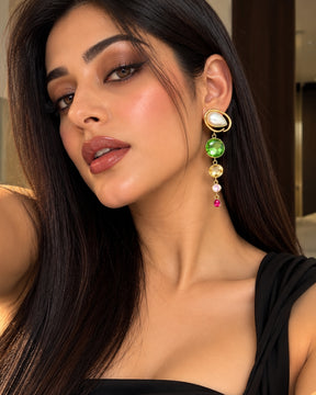 Pearl Rhinestone Tassel Drop Earrings
