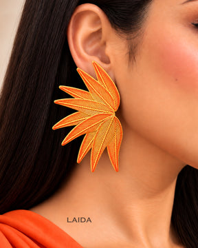 Orange Leaf Stud Earrings