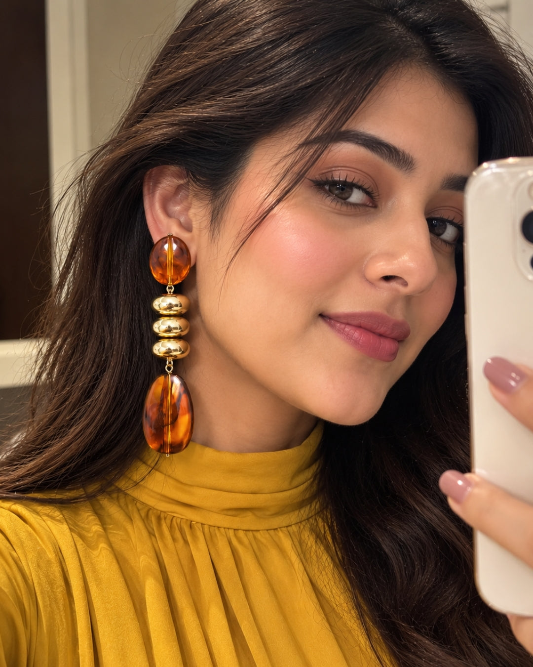 Amber Acrylic Resin Drop Earrings