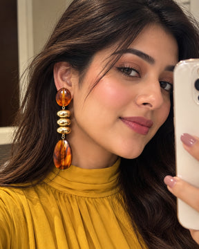 Amber Acrylic Resin Drop Earrings