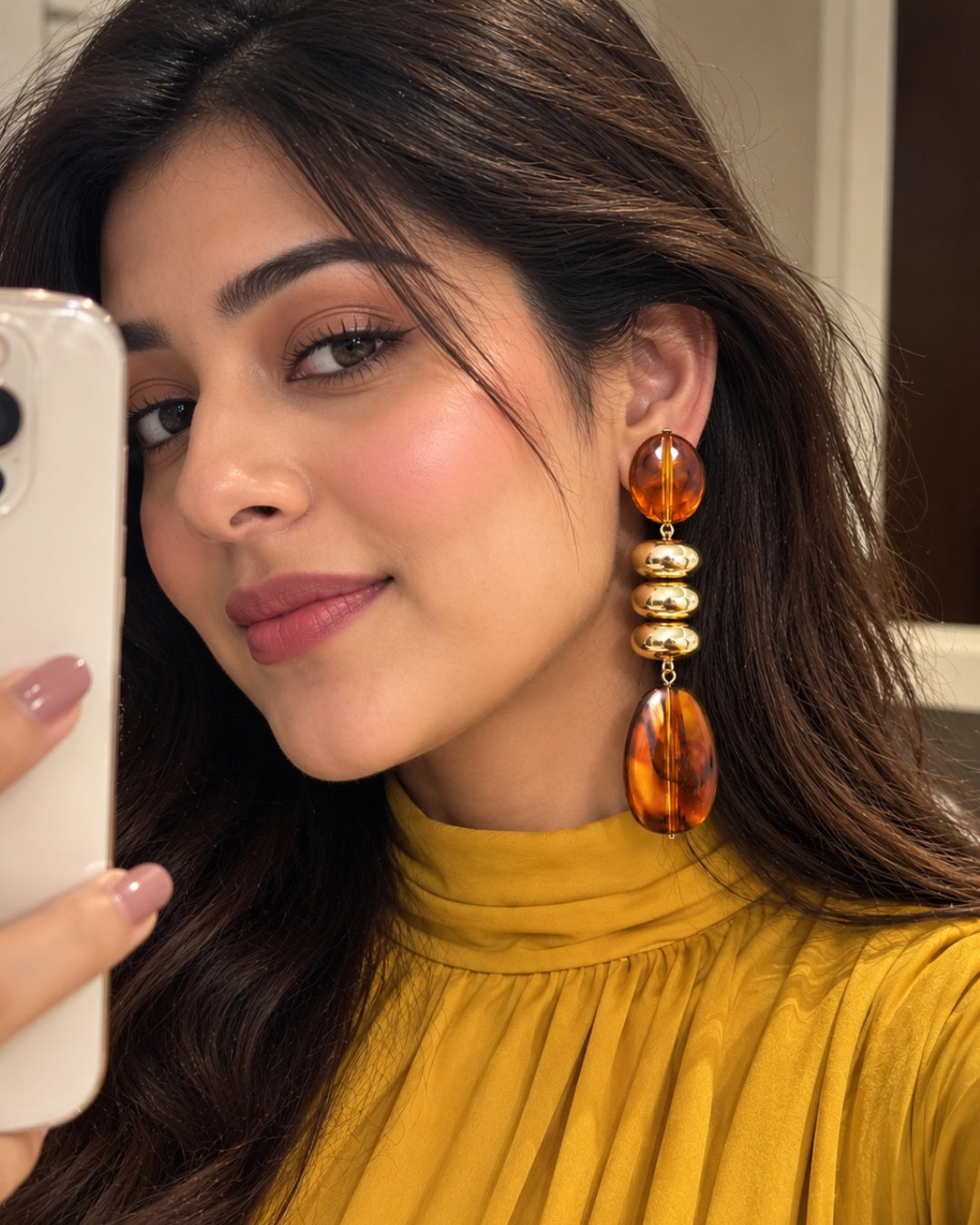 Amber Acrylic Resin Drop Earrings
