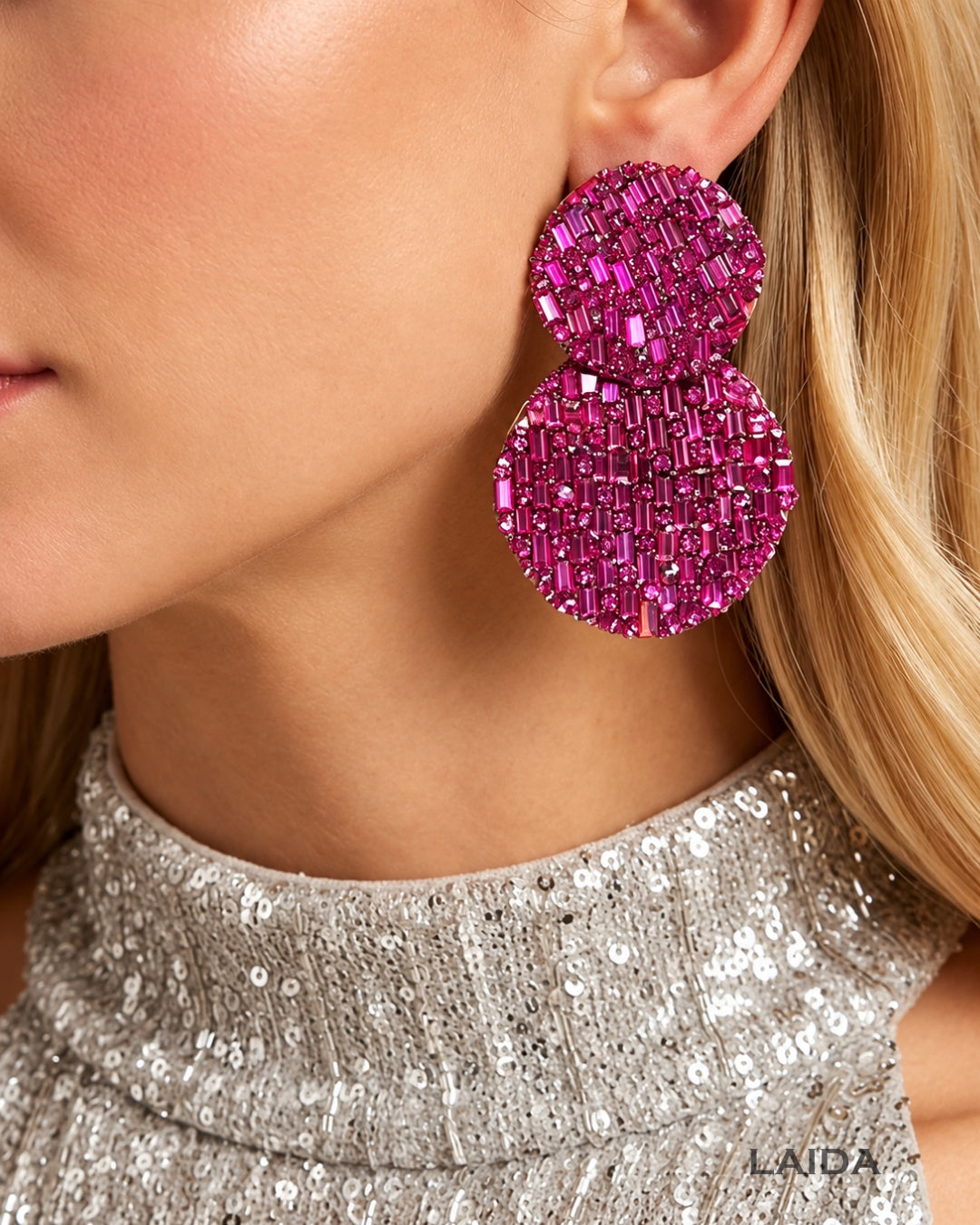 Bling Blogger Fuschia Pink Layered Earrings