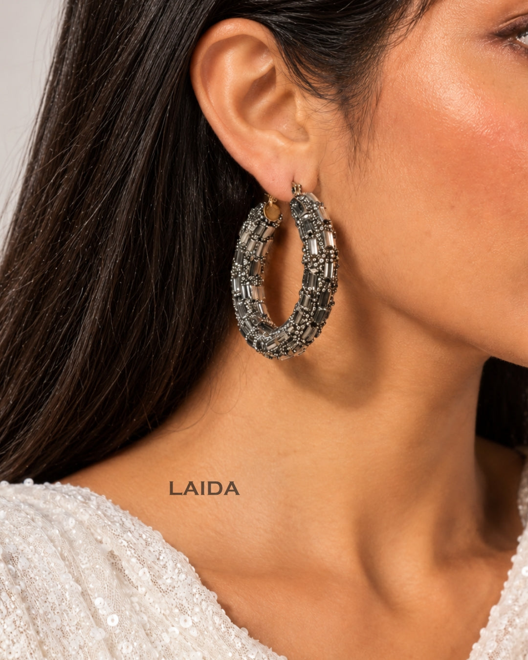 Bling Blogger Rhodium Hoop Earrings