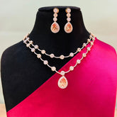Dorothy Two-layered Orange American Diamond Necklace set