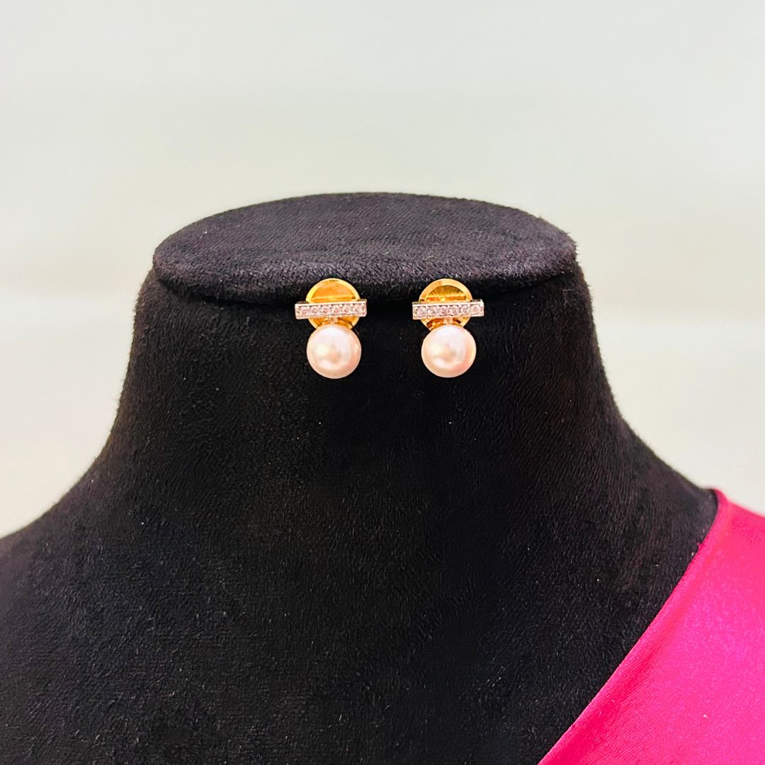 Pearl American Diamond Pendant Set