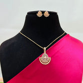 Aarya 18K Gold Plated American Diamond Pendant Set
