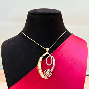 Aaradhya 18K Gold Plated American Diamond Pendant Set