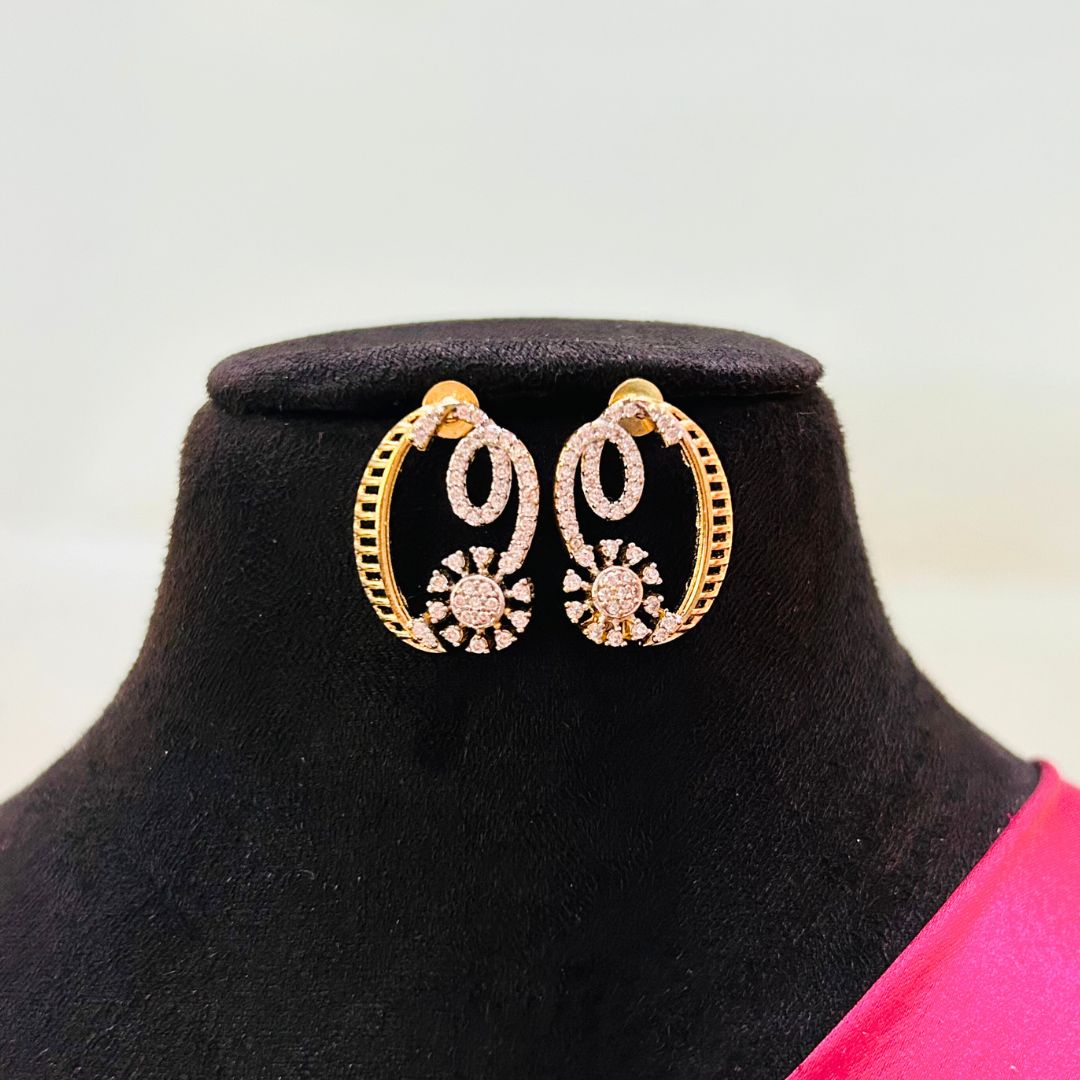 Aaradhya 18K Gold Plated American Diamond Pendant Set