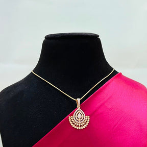 Aarya 18K Gold Plated American Diamond Pendant Set