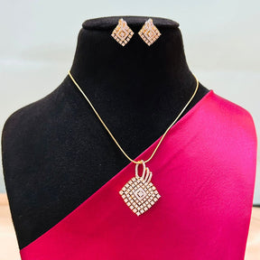 Ayrah 18K Gold Plated American Diamond Pendant Set