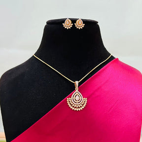 Aarya 18K Gold Plated American Diamond Pendant Set