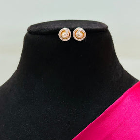 18K Gold Plated Pearl American Diamond Pendant Set