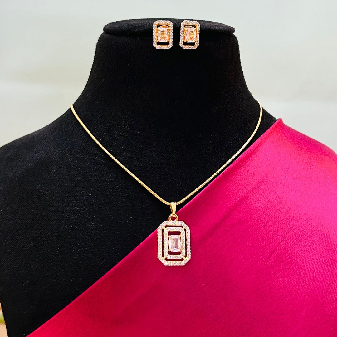 Myra 18K Gold Plated American Diamond Pendant Set
