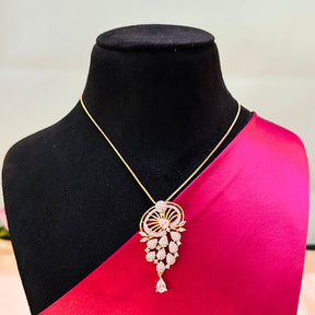 Zyana 18K Gold Plated American Diamond Pendant Set