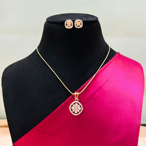 Eema 18K Gold Plated American Diamond Pendant Set