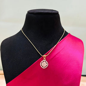 Eema 18K Gold Plated American Diamond Pendant Set
