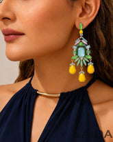 Pastel Crystal Retro Tassel Drop Earrings