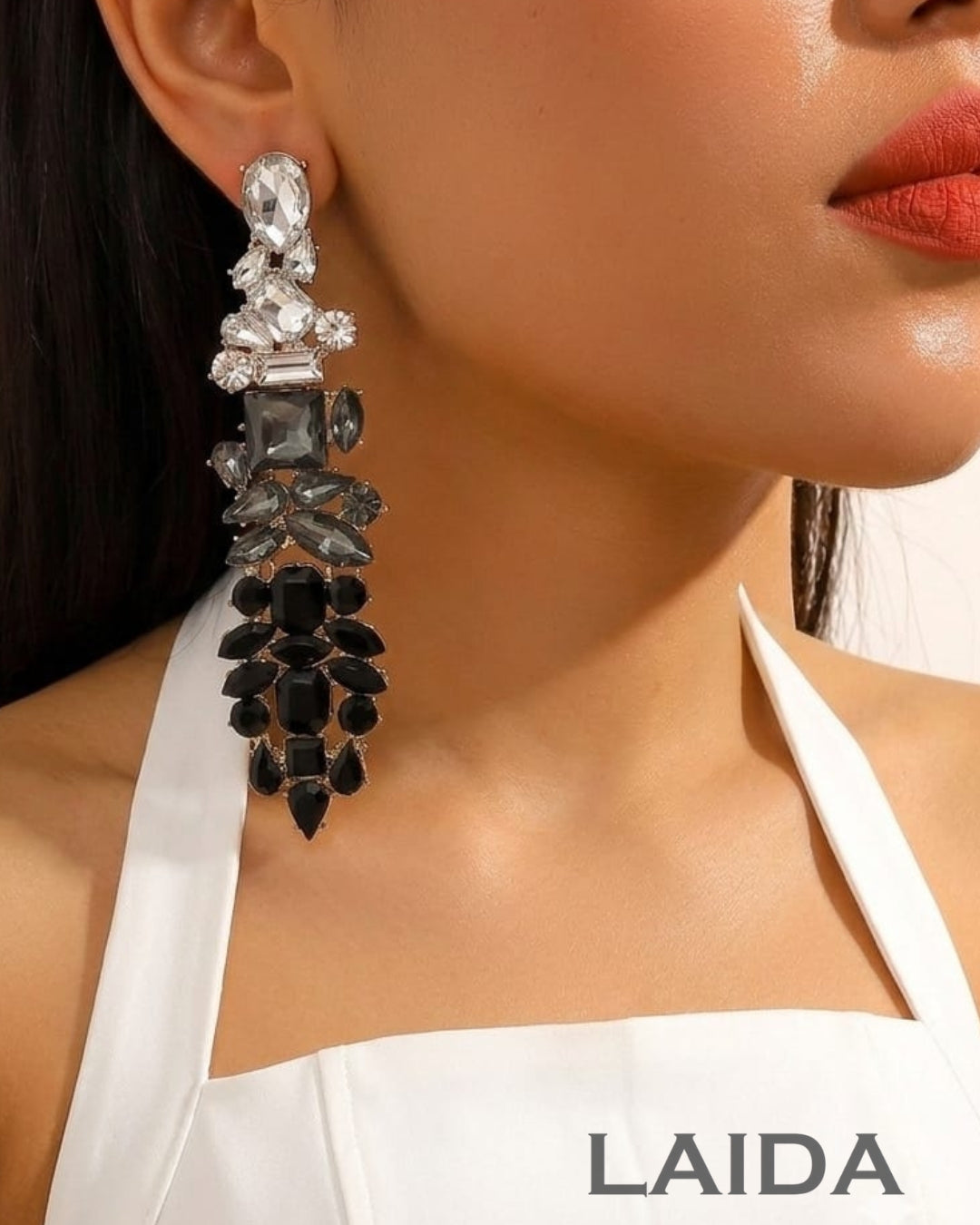 Crystal Rhinestone Glass Drop Earrings