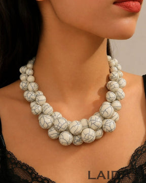 White Resin Bead Ball Necklace