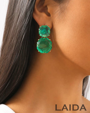 Mais Blue Two Layer Statement Earrings