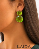 Mais Green Two Layer Statement Earrings