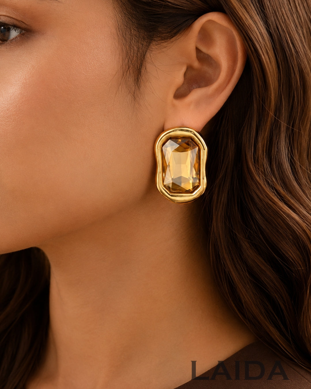 Vintage Geometric Golden Stud Earrings