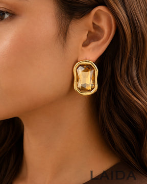 Vintage Geometric Golden Stud Earrings