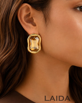 Vintage Geometric Golden Stud Earrings