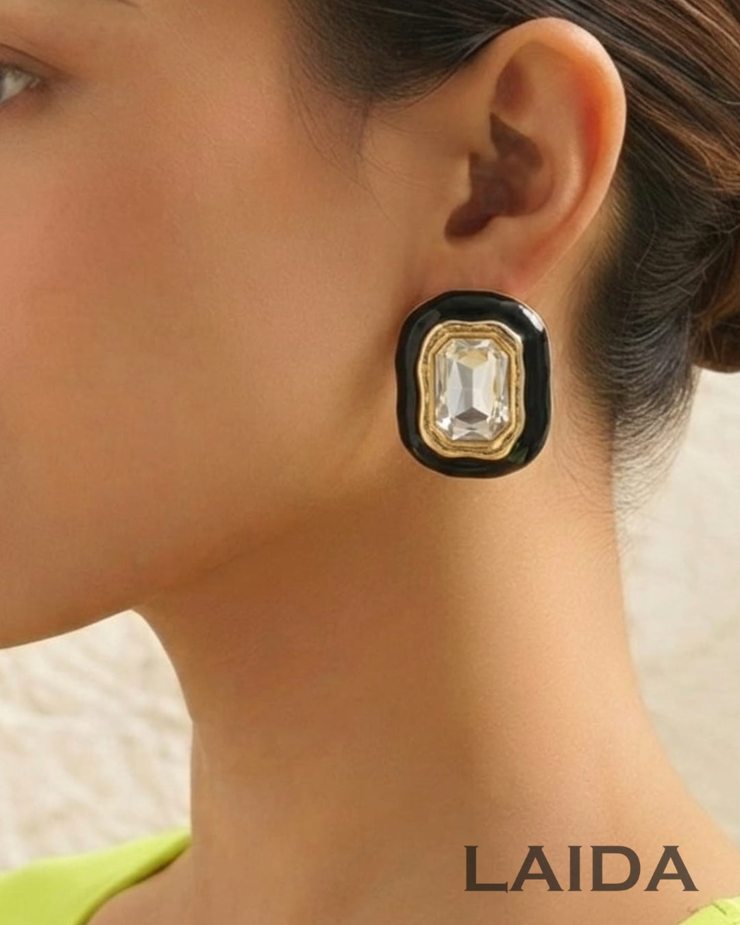 Vintage Chunky Black Stud Earrings
