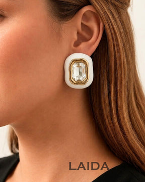 Vintage Chunky White Stud Earrings