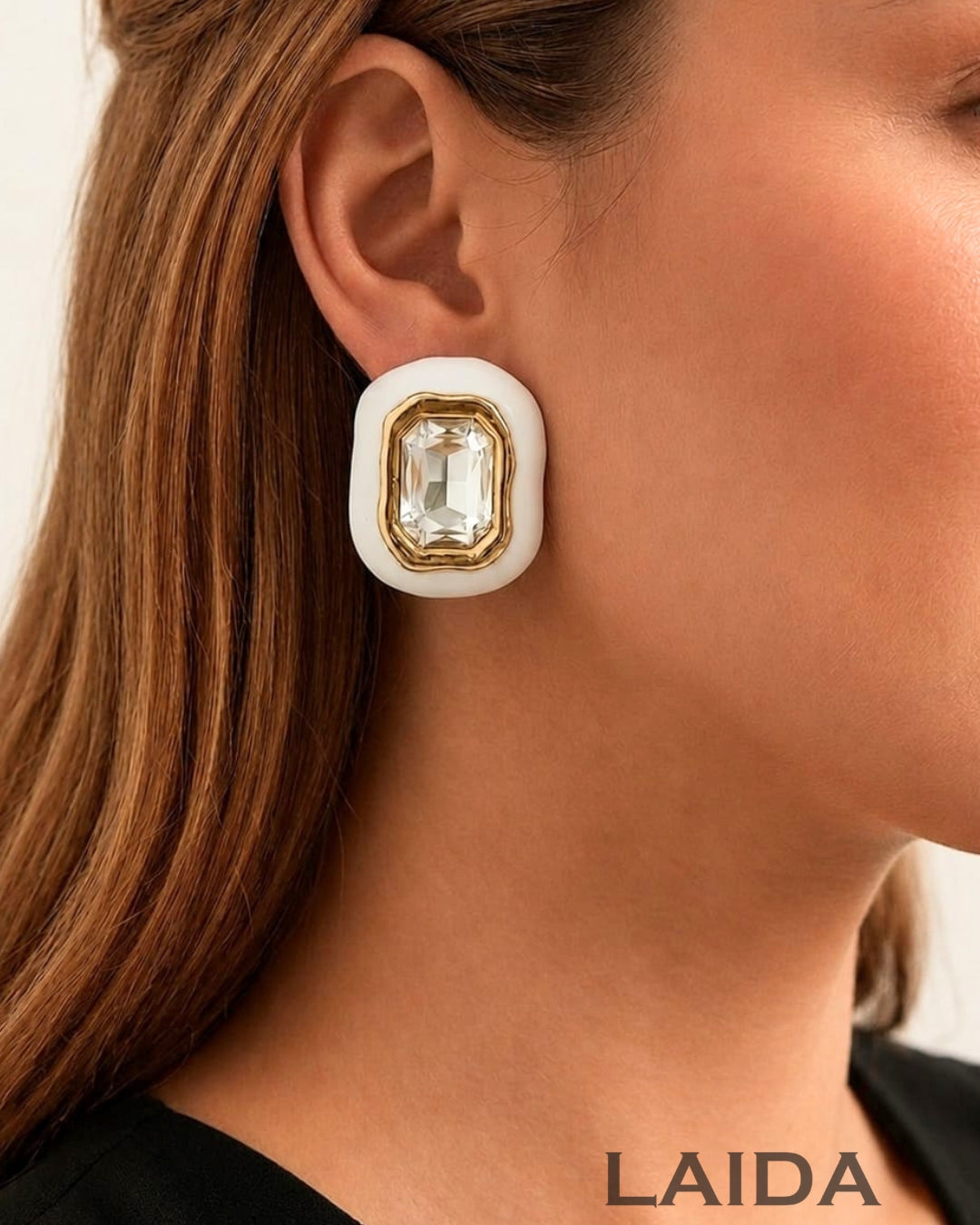Vintage Chunky White Stud Earrings