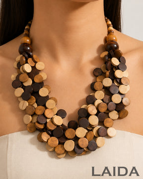 Multi- Layered Wooden Bead Necklace